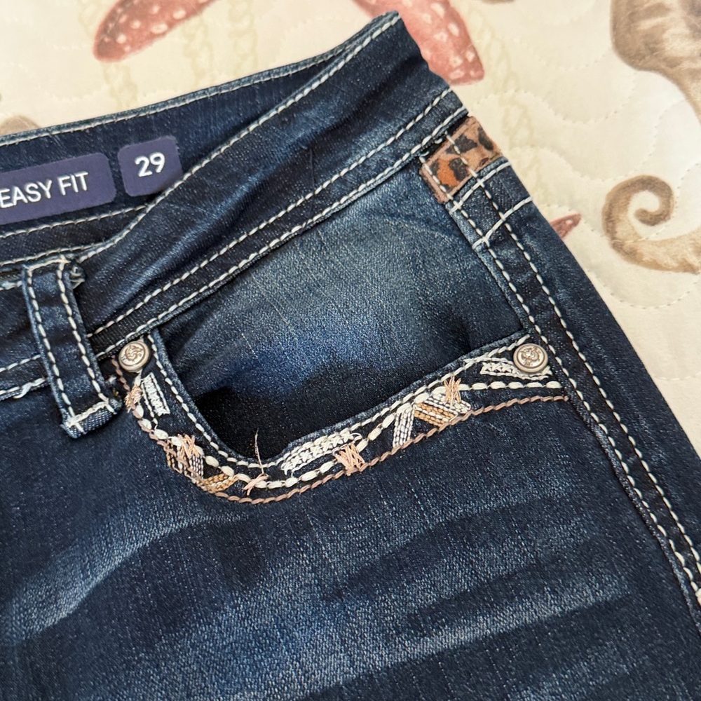 Grace in LA Women's Dark Blue Jeans. 29. Animal print inset. - Picture 5 of 6